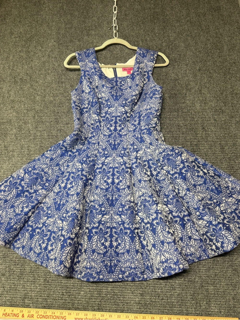 Betsey Johnson Blue and White Floral Fit & Flare Girls Dress